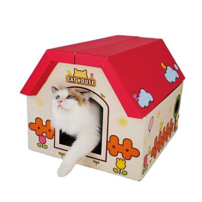 Corrugated Playhouse  Scratcher box paper Cat Scratching Post Cat toy Cardboard Cat house